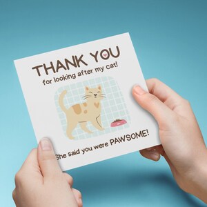 IMPRIMABLE Merci d'avoir regardé mon chat, carte de remerciement mignon chat assis pour garde d'un chat, carte de propriétaire d'amant de chat, services de garde de chat