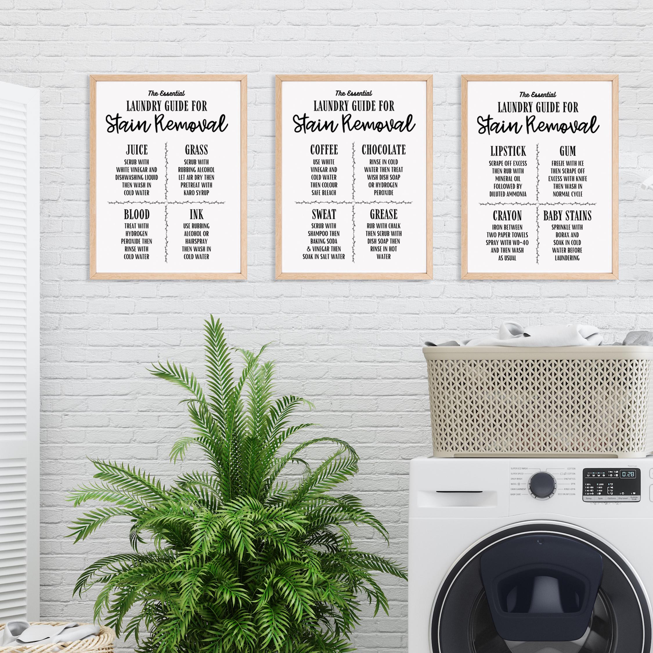PRINTABLE Laundry Room 3 Print SET, Laundry Wall Decor, Laundry Stain ...