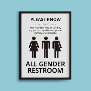 PRINTABLE All Gender Restroom SIGN, All Gender Notice Restroom, Inclusive Bathroom, Restaurant Cafe, All Gender, Awareness Bathroom Print