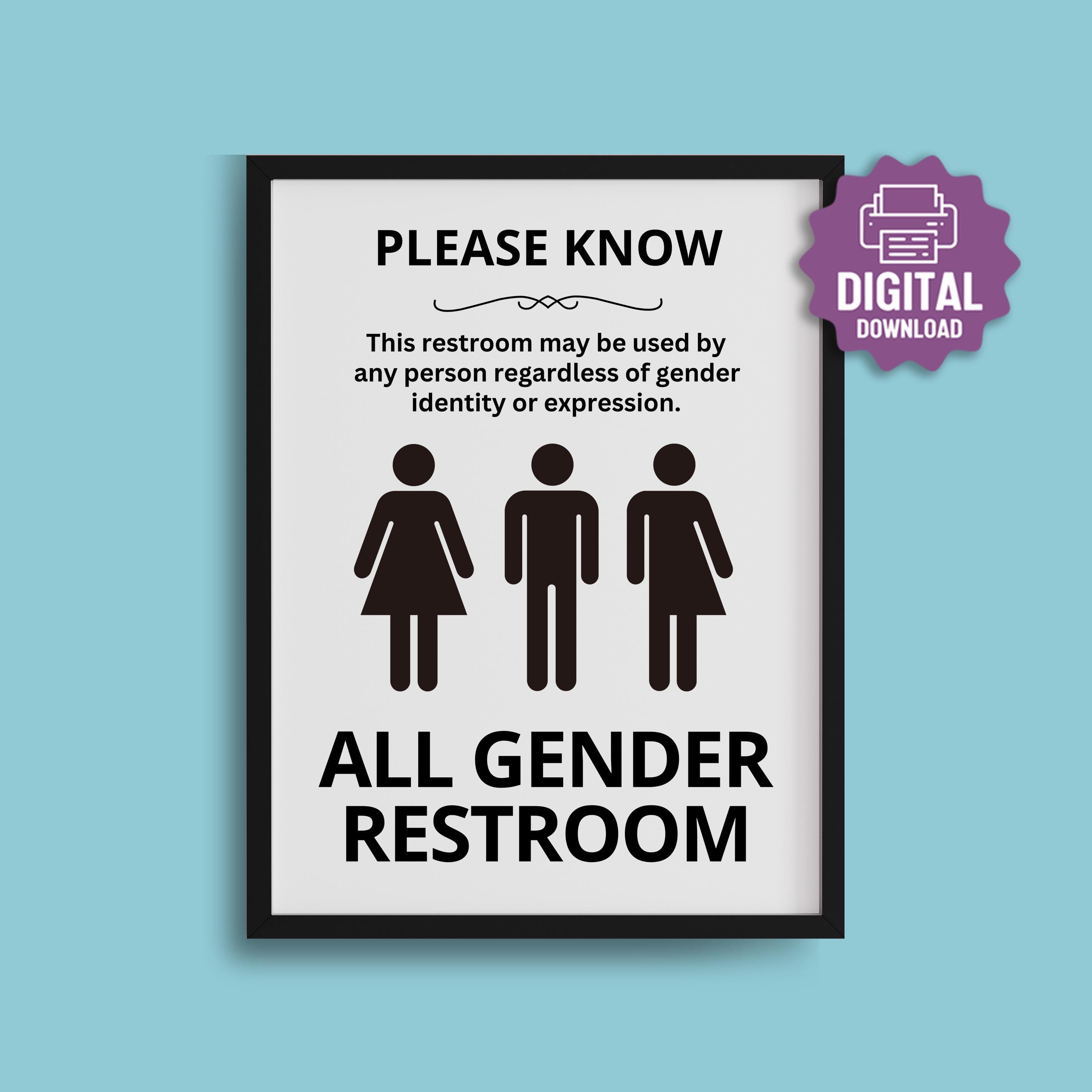 Portrait Round Plus All Gender Restroom Wall Or Door Sign Easy Install – All Quality