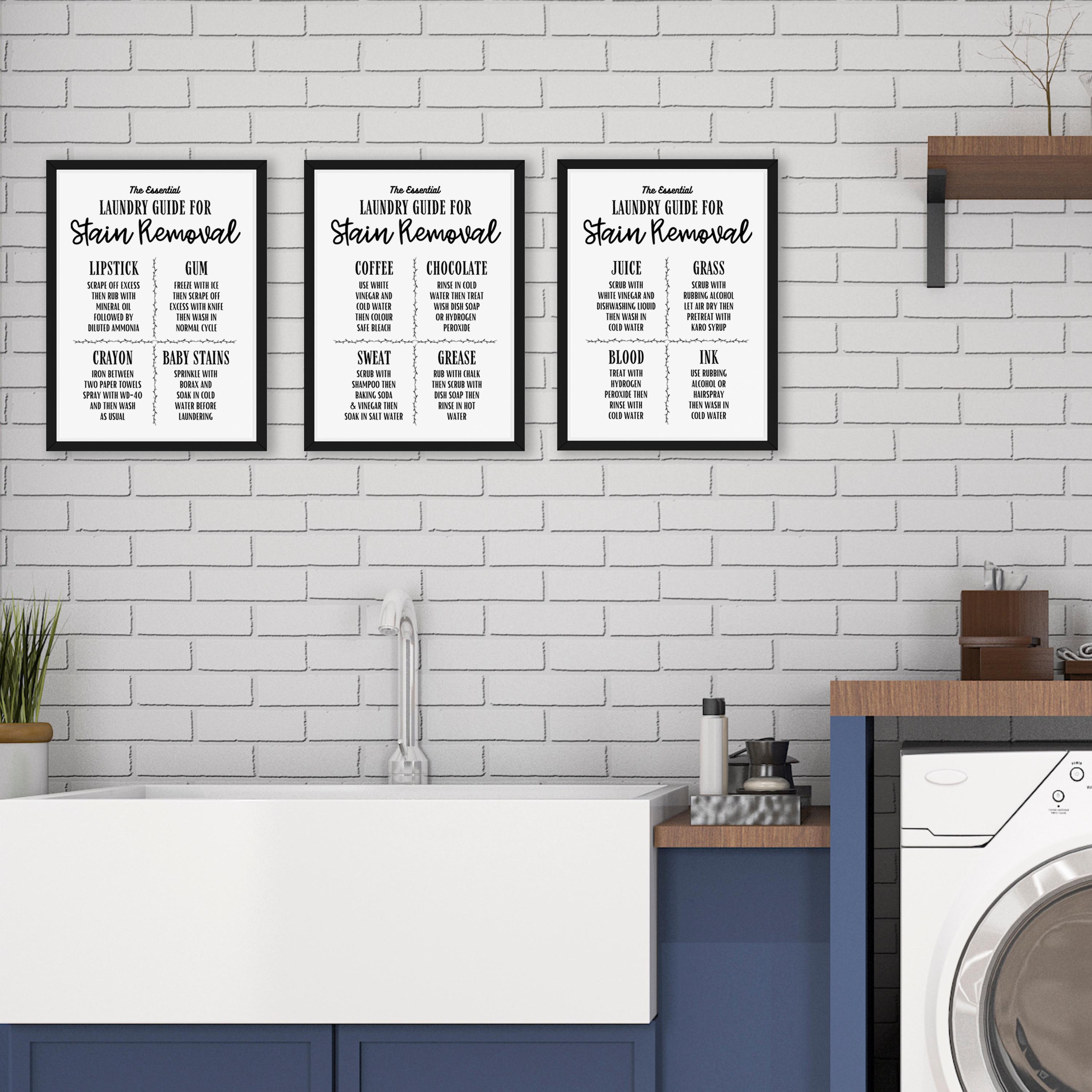 PRINTABLE Laundry Room 3 Print SET, Laundry Wall Decor, Laundry Stain ...