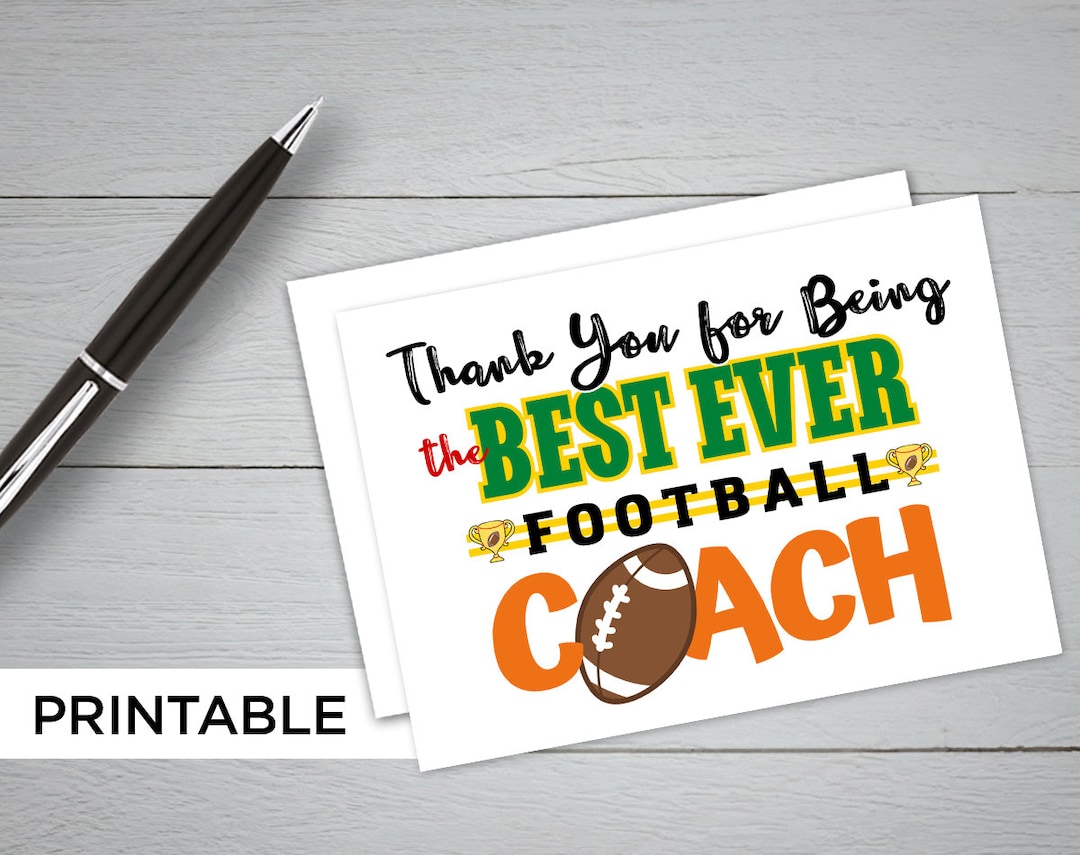 Thank You Football Coach Card PRINTABLE Thank You for Being - Etsy