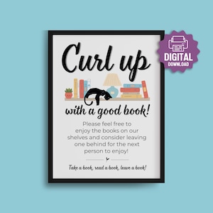 PRINTABLE Book Sharing SIGN, VRBO Reading Library, AirBnB Lending Library, Shared Library, Book Swap, Take a Book, Read a Book, Leave a Book