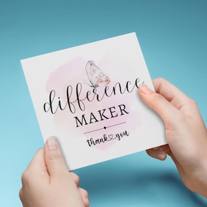 KARTA Z PODZIĘKOWANIAMI „Difference Maker”, uznanie dla nauczyciela, współpracownik, uznanie dla opiekuna, prezent dla niej, pracownik, trener, mentor
