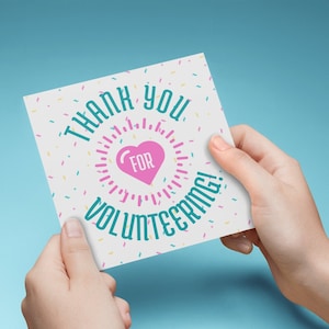 DRUCKBARE Volunteer CARD, Danke für Volunteering, Danke für Dein Kommen, kleine Wertschätzungskarte für Volunteer, einen Unterschied zu machen