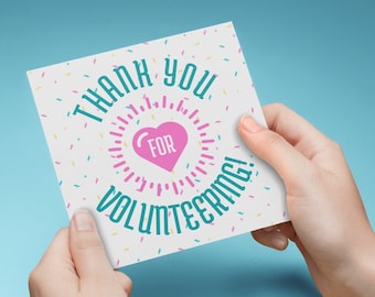 Thank You for Volunteering, PRINTABLE Thanks for Making a Difference Card, Thank You Card, Thanks for Caring, Appreciation Message Volunteer