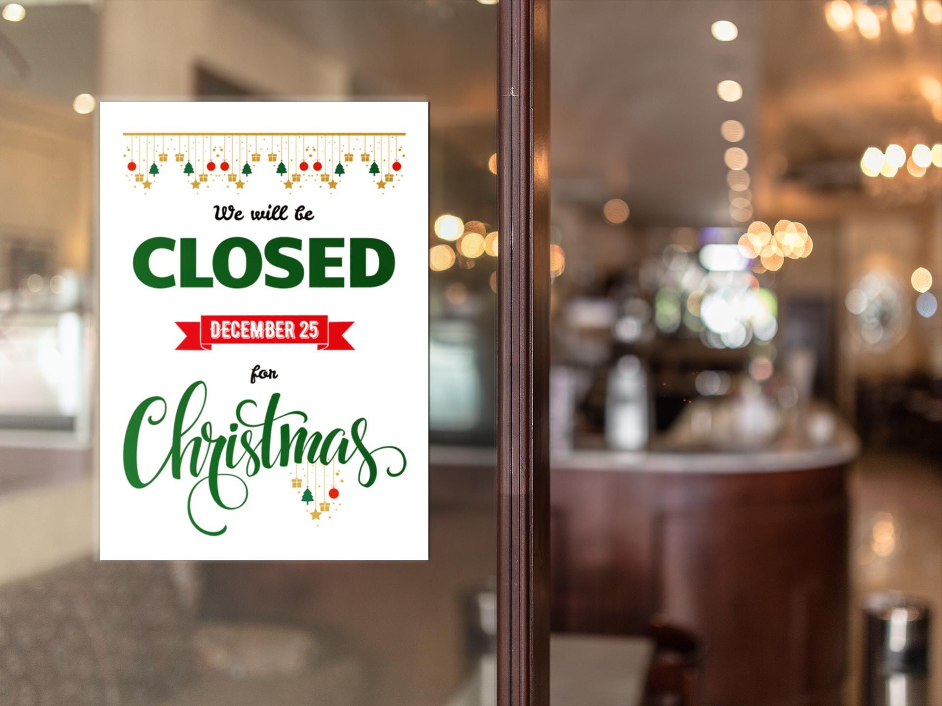 PRINTABLE Closed for Christmas SIGN, Holiday Storefront Notice, Office ...