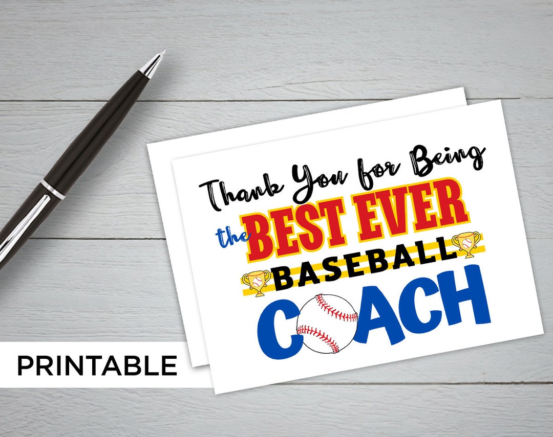Thank You Baseball Coach Card PRINTABLE Thank You for Being Etsy