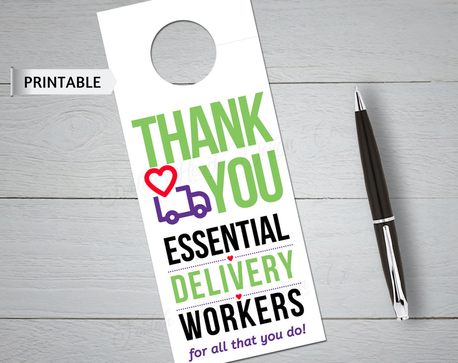 Thank You Delivery Workers PRINTABLE Door Hanger Delivery Etsy