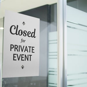 Closed for Private Event, PRINTABLE Closed Today Sign, Special Event ...