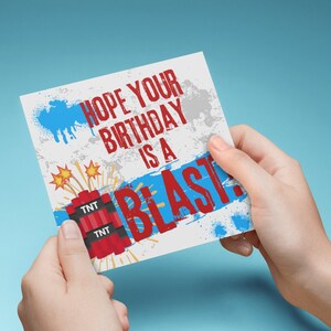 Ik hoop dat je verjaardag een knaller is AFDRUKBARE KAART, spannende kaart voor kleinzoon, broertje, jong kind gelukkige verjaardag, kinderverjaardagskaart