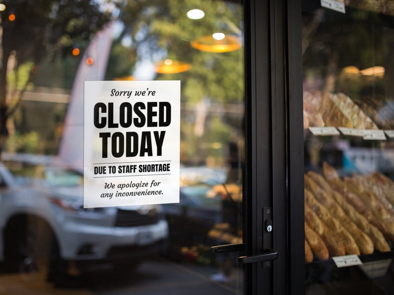 Closed Today Due to Staff Shortage PRINTABLE We're Closed - Etsy Australia