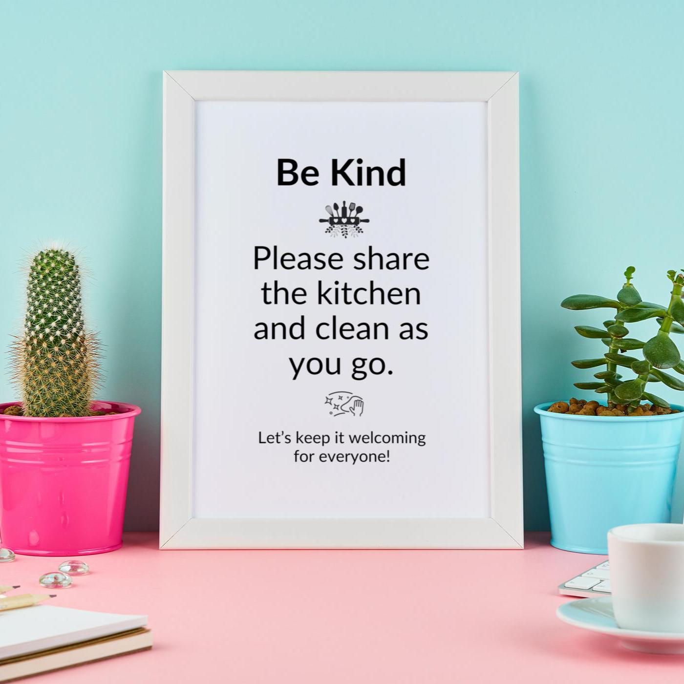 Clean Communal Kitchen Sign PRINTABLE Shared Kitchen SIGN, Shared Kitchen Facility Guidelines ...