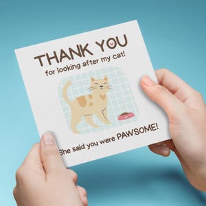 AFDRUKBAAR Bedankt voor het kijken naar My Cat-KAART, schattige kattenoppas bedankkaart voor kattenoppas, kattenliefhebber eigenaarskaart, kattenoppasdiensten