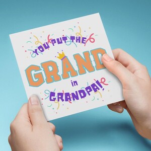 Tarjeta divertida e imprimible para el abuelo, "Tú pones la abuela en el abuelo", tarjeta colorida para el abuelo, abuelo en el Día del Padre, tarjeta para papá