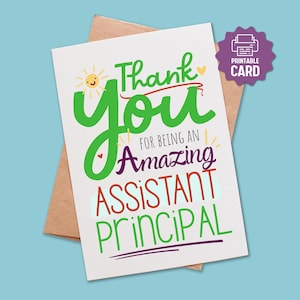PRINTABLE Thank You Vice-Principal CARD, End of School Year CARD, Vice-Principal Appreciation Note, For Being an Amazing Assistant Principal