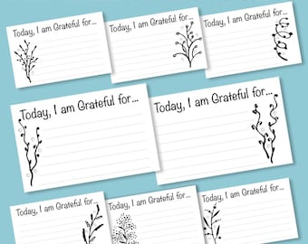 PRINTABLE  Gratitude Cards, Daily Grateful Cards for Jar, Print Your Own Gratitude Cards, Daily Motivational Notes, Today I am Grateful for