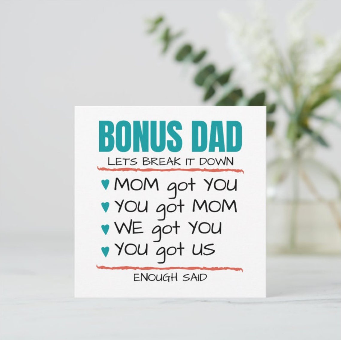 Bonus Dad PRINTABLE Card Father's Day Card Bonus Dad | Etsy