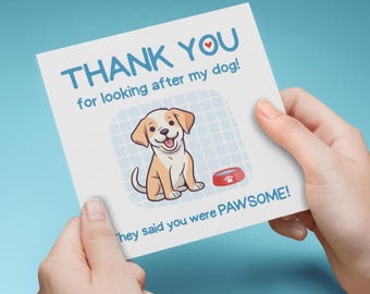 PRINTABLE Thank You for Watching My Dog CARD, Cute Dog on Card, Thank You Card for Dog Sitter, Dog Lover, Gratitude for Pet Sitting Services