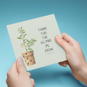 Carte imprimable Merci professeur, appréciation de l'enseignant, merci de m'avoir aidé à grandir, succulente avec des coeurs, merci employé de garderie