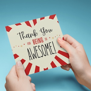 AFDRUKBAAR bedankt dat je geweldig bent KAART, bedankt leraar, waardering vrijwilligers, kaart voor speciale evenementen, beste vriend, dankbaar voor jou