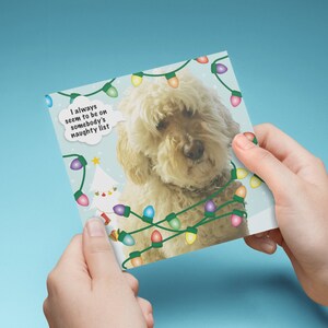 PRINTABLE Naughty Doodle CARD, Cute Christmas Goldendoodle, Fluffy Goldendoodle Holiday Card, Holiday Doodle Greeting Card • 5&quot;x5&quot;