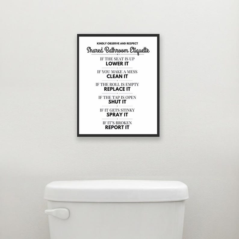 PRINTABLE Bathroom Etiquette SIGN, Workplace Restroom Signage, Shared ...