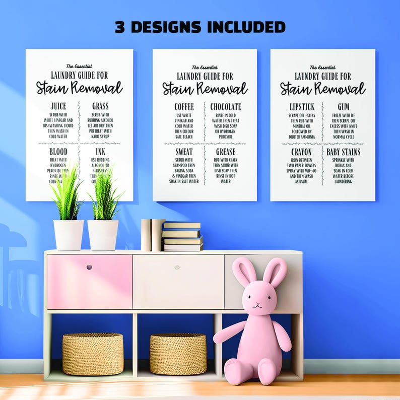 PRINTABLE Laundry Room 3 Print SET, Laundry Wall Decor, Laundry Stain ...