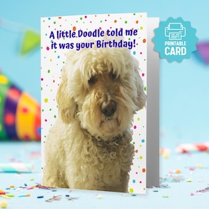 PRINTABLE Golden Doodle Birthday CARD, Birthday Card for Doodle Mom, Doodle Dad, Doodle Lover Dog Owner, MOPPY Doodle, Cute GoldenDoodle