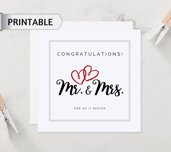 PRINTABLE Wedding Congratulations Cards Wedding - Etsy Israel