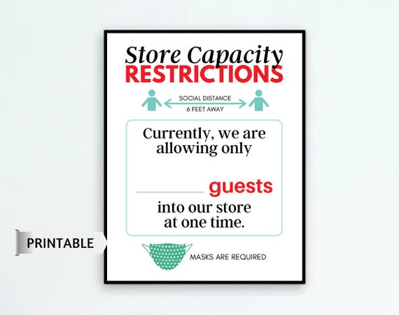 Maximum Capacity PRINTABLE Store Sign Store Capacity | Etsy