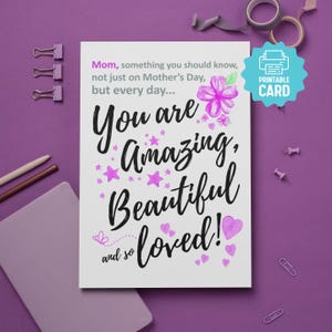 Carte à imprimer pour une maman extraordinaire, fête des mères belle et aimée, maman que vous devriez savoir, nous vous aimons tous les jours, carte à télécharger pour la fête des mères