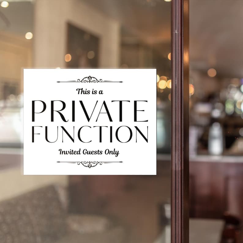 PRINTABLE Private Function Sign, Invited Guests Only, Professional ...