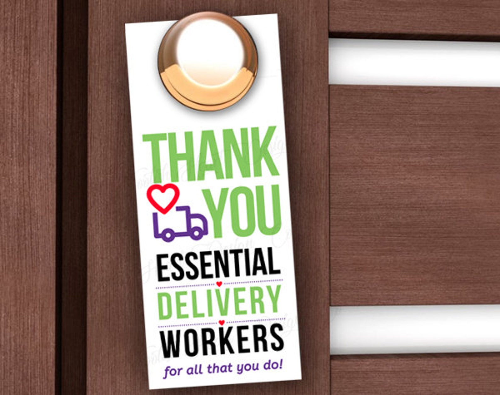 Thank You Delivery Workers PRINTABLE Door Hanger Delivery Etsy