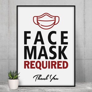 Face Mask Required PRINTABLE Sign, Wear a Mask Sign, Mask Must Be Worn ...