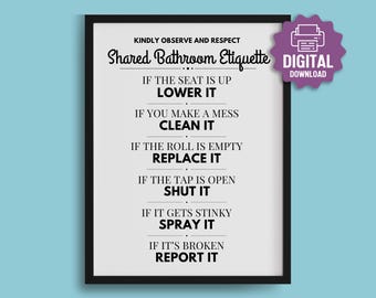 Restroom Etiquette Poster for your workplace (digital product)