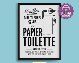 PRINTABLE Please Flush Only Toilet Paper SIGN, Ne Tirer que du Papier Toilette, Airbnb Bathroom, Vacation Rental, Guest VRBO Restroom Sign