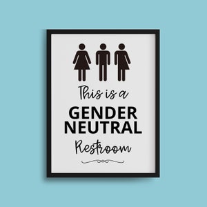 PRINTABLE Gender Neutral Restroom Sign, Gender Neutral Restroom Print, Inclusive Restaurant Cafe Bathroom, Gender Neutral Business Signage