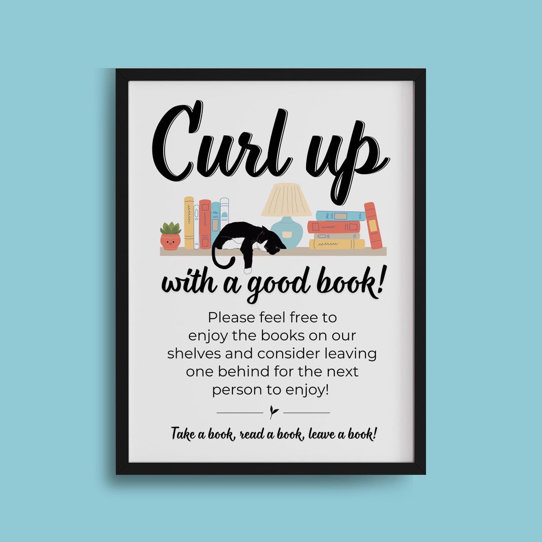 PRINTABLE Reading Library SIGN, Airbnb Lending Library, VRBO Book ...