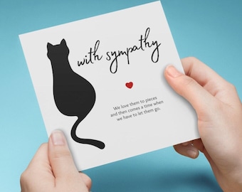PRINTABLE Pet Cat Loss CARD, Pet Grievance with Sympathy Condolences, Pet Sympathy Card, Pet Memorial Card, Pet Bereavement Card, Cat Loss