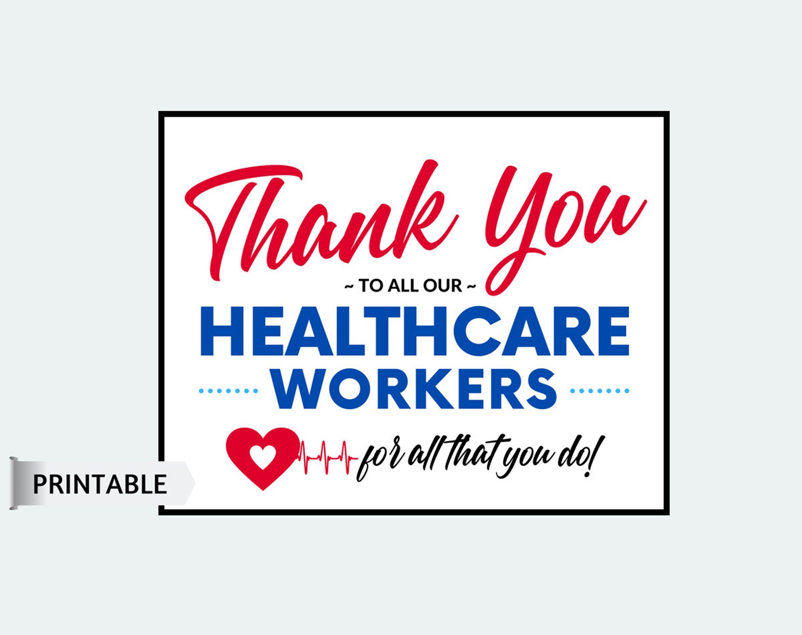 Thank You Healthcare Workers Sign Printable Printable Word Searches