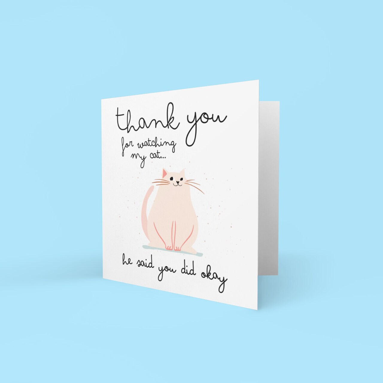 PRINTABLE Cat Sitting CARD, Thank You for Watching My Cat, Thank