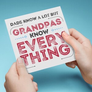 Tarjeta imprimible "Los abuelos lo saben todo", divertida tarjeta de cumpleaños para el abuelo, linda tarjeta "Papá lo sabe", para el abuelo en el Día del Padre, el mejor abuelo del mundo.
