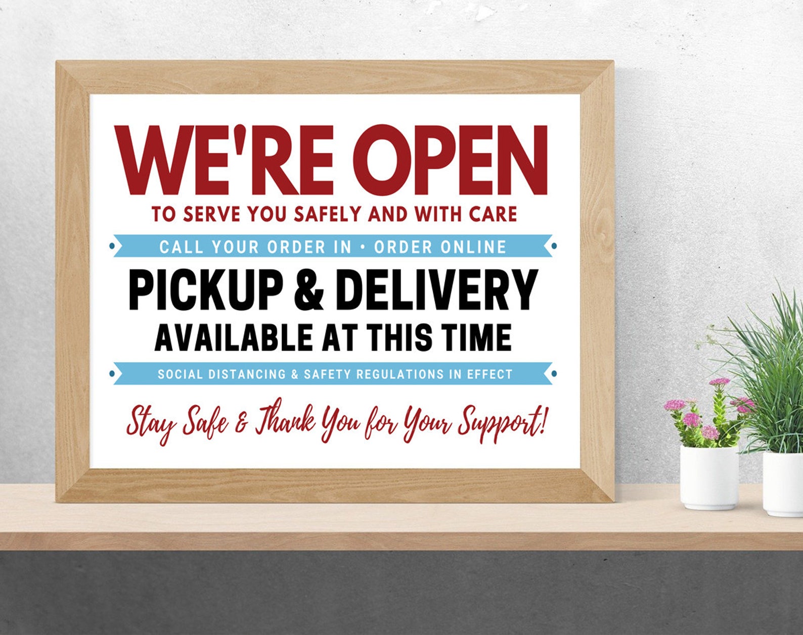 We're Open for Business PRINTABLE Store Sign Pickup and | Etsy