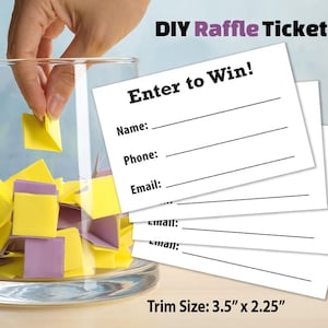 Auto Win Raffle Tickets PRINTABLE Raffle Ticket, Enter to Win, DIY Print Yourself Draw Tickets ...