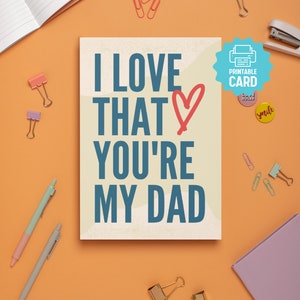 CARTE papa bonus imprimable, carte de fête des pères pour beau-père, j'aime que tu sois mon père, carte papa minimaliste pour beau-père