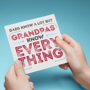 Biglietto d'auguri stampabile "I nonni sanno tutto", divertente biglietto di auguri per il compleanno del nonno, simpatico biglietto "Papà sa tutto", per il nonno per la festa del papà, il miglior nonno di sempre