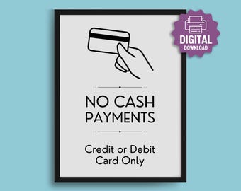 Panneau imprimable « Paiement par carte uniquement », « Cartes de crédit et de débit uniquement », « Commerce sans espèces », « Stand de marché », téléchargement instantané