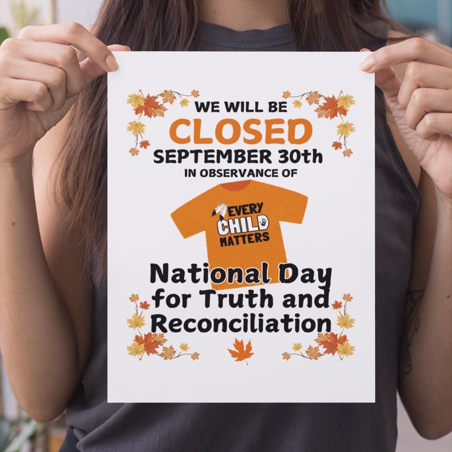 PRINTABLE Closed for National Day for Truth and Reconciliation SIGN ...