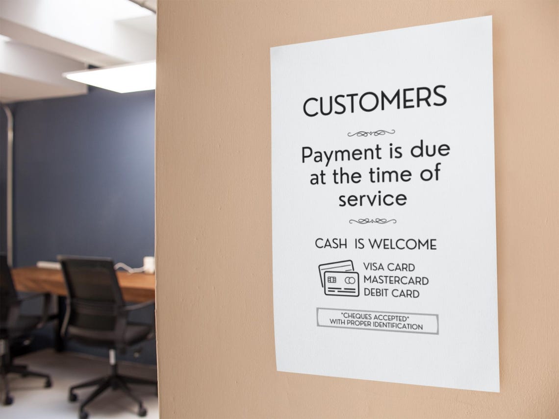 PRINTABLE Payment is Due SIGN, Waiting Room SIGN, Payment Due at Time ...